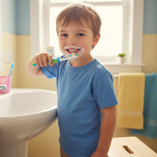 Bambino che si lava i denti